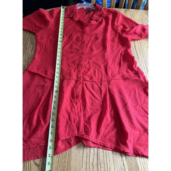 Love Ari Red Button Down Sheer Top Fairy Lightweight Size 1X Tunic Collared - Picture 6 of 8